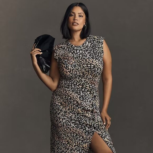 Anthropologie Grey State Chiara Midi Dress SIZE L NEW - Picture 4 of 7